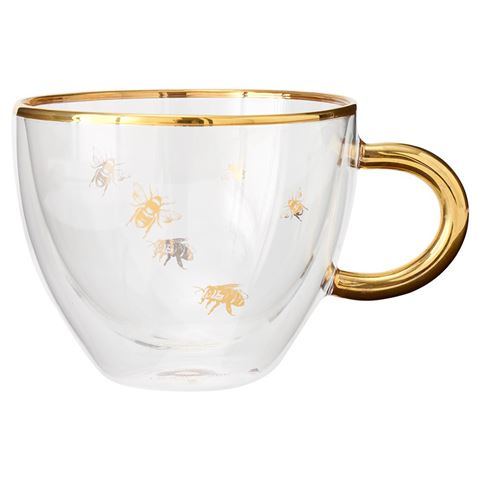 Ashdene Honey Bee Double Walled Glass Cup
