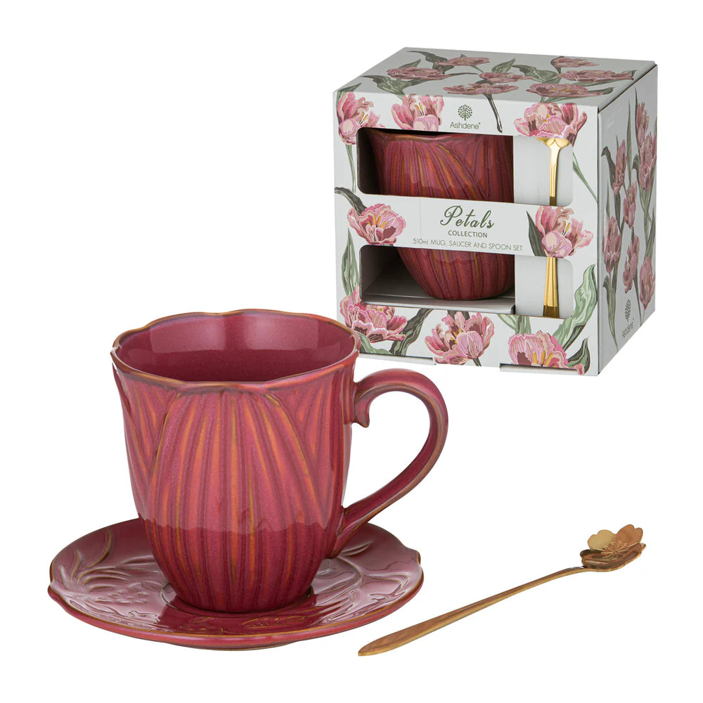 Ashdene Petals Mug, Saucer + Spoon Set