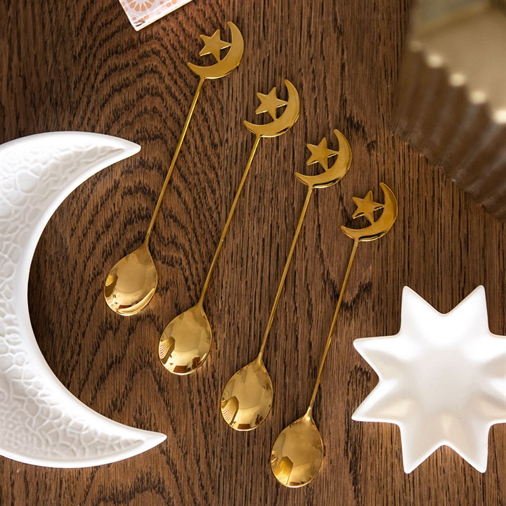
                  
                    Star and Moon Set of 4 Teaspoons with moon and star cut-out handles
                  
                