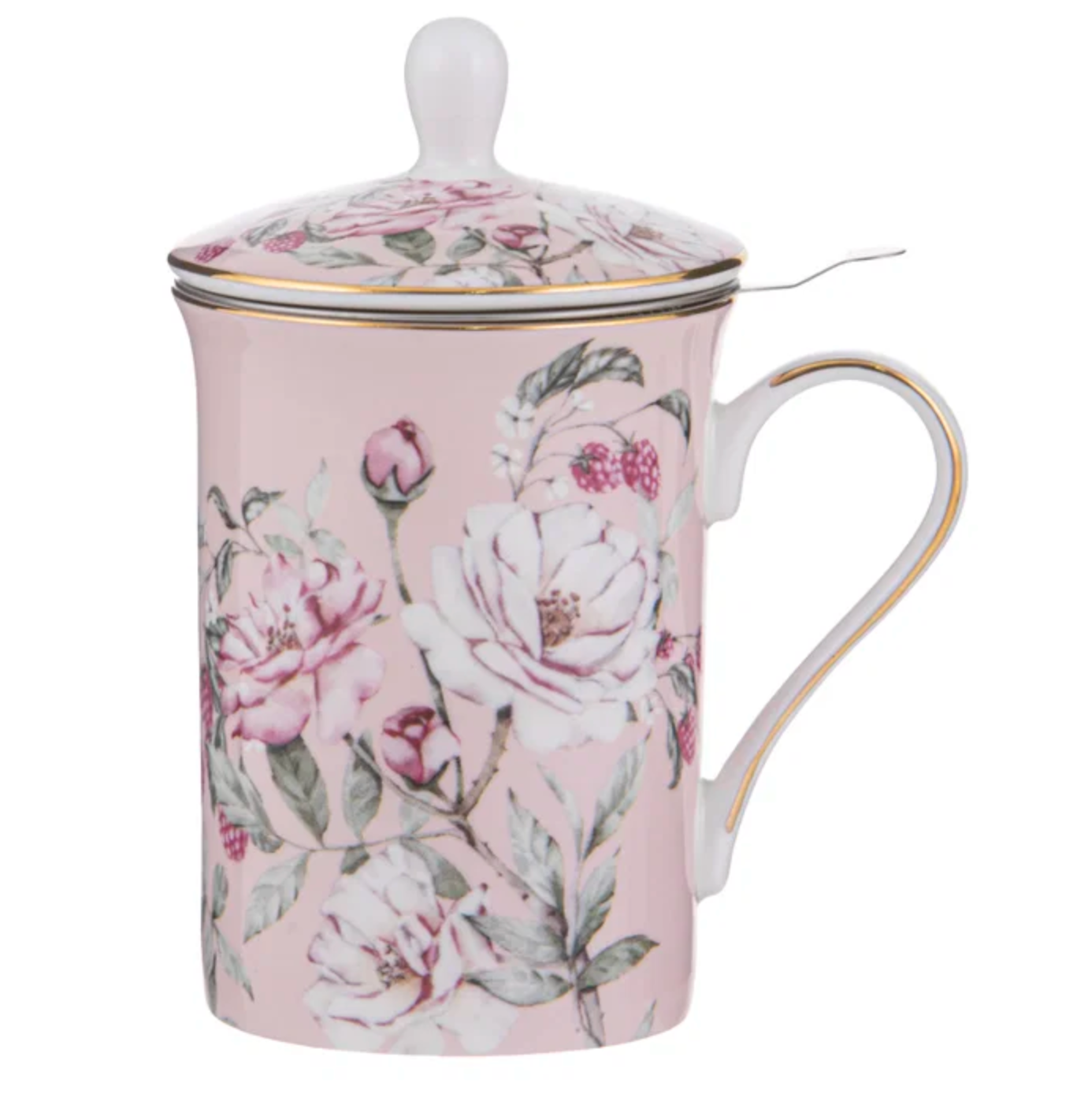 Ashdene 'Raspberry Rose' 3-Piece Infuser Mug