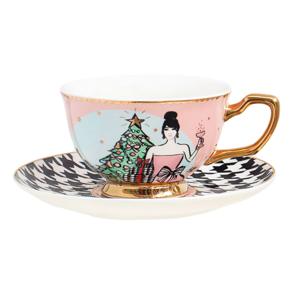 Lucille's Christmas Teacup & Saucer