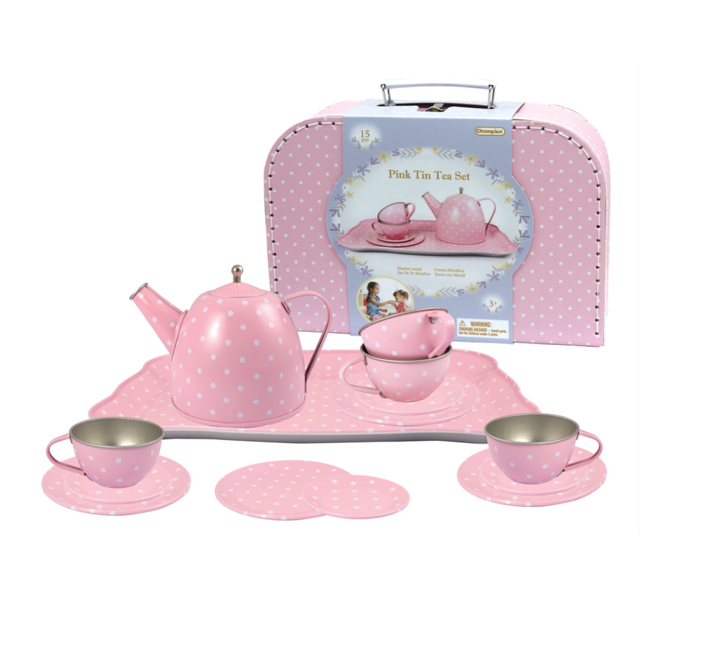 Pink Polka Children's Tin Tea Set