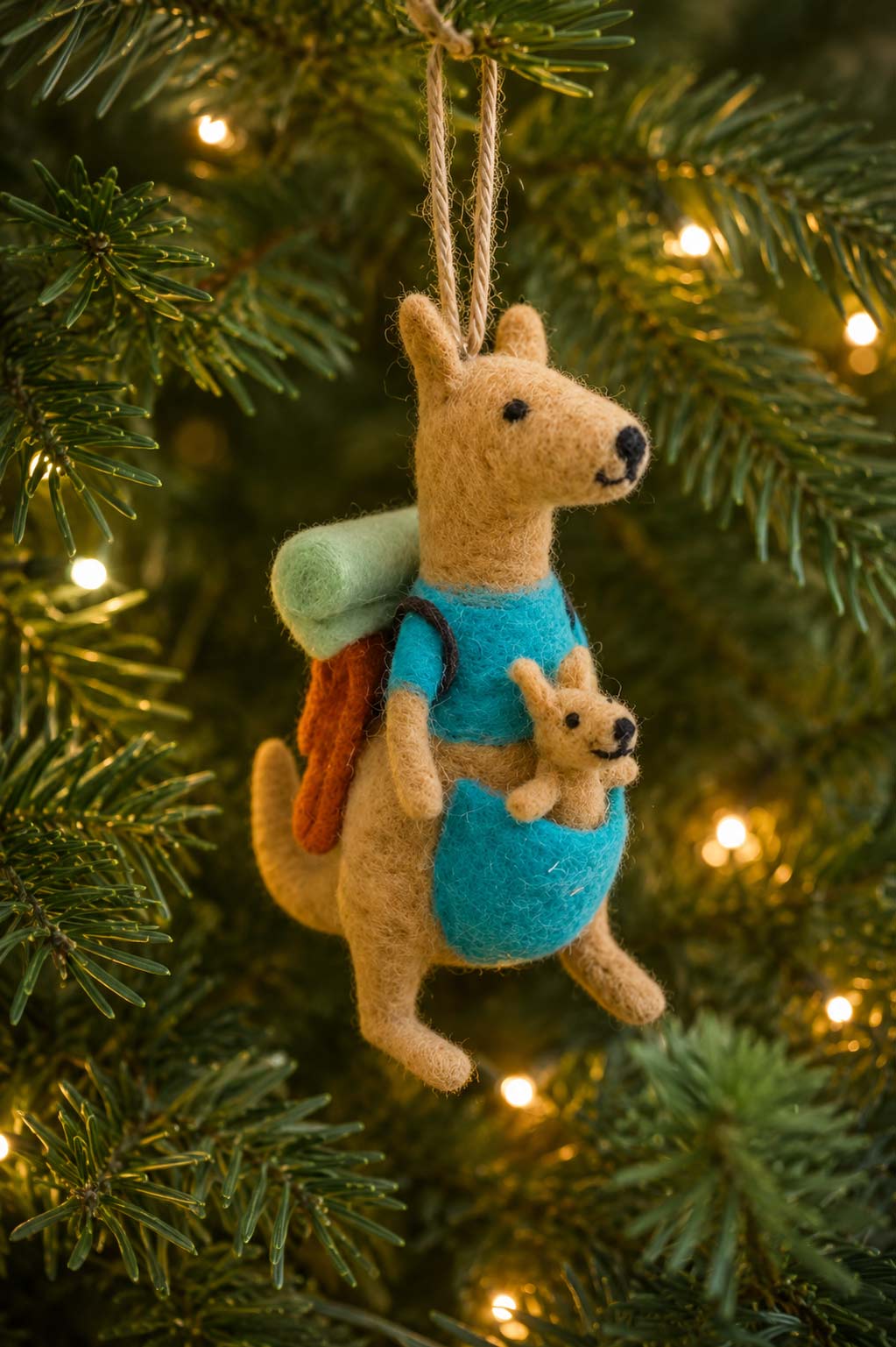 La La Land Felt Ornament Kangaroo With Baby