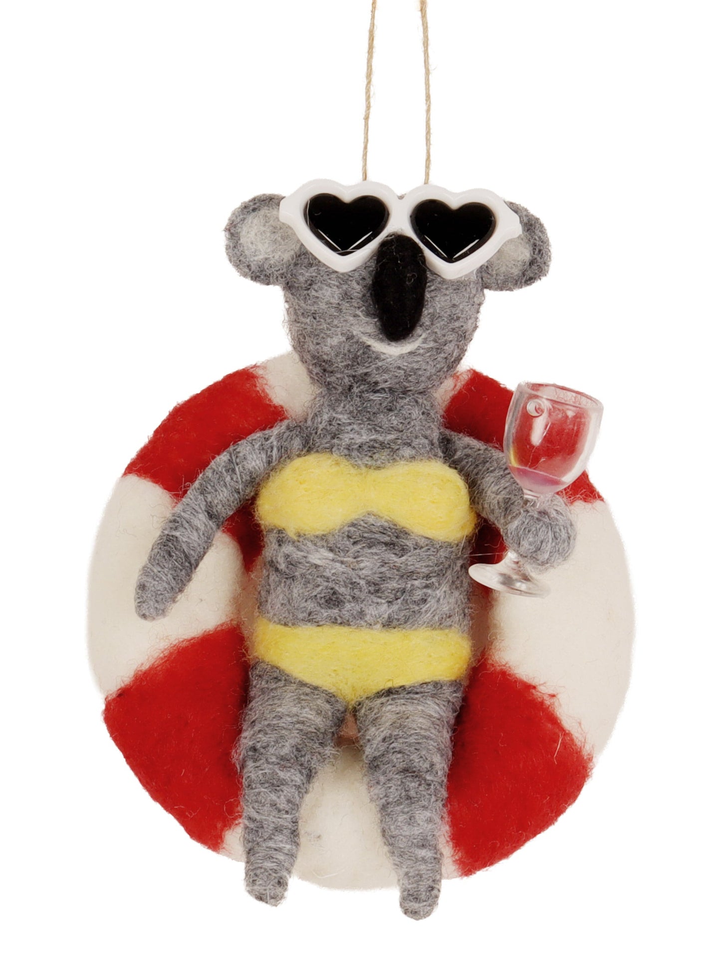 La La Land Felt Ornament Wine & Chill Koala, detail view