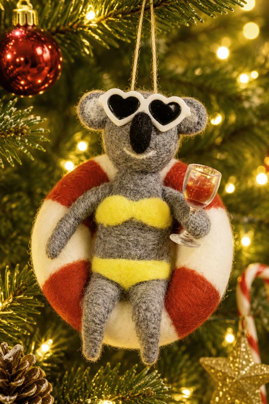 La La Land Felt Ornament Wine & Chill Koala
