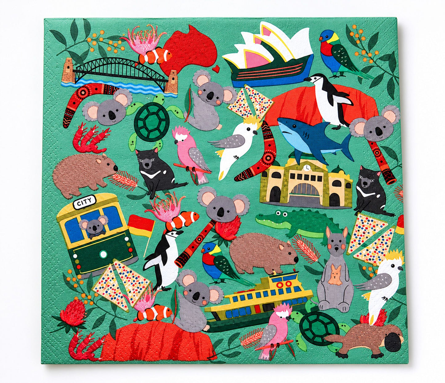 Urban Products Australiana Fun Napkins Green 33x33cm