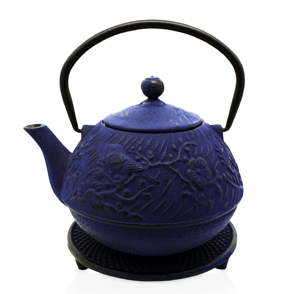 Blue Bird Navy Cast Iron Teapot
