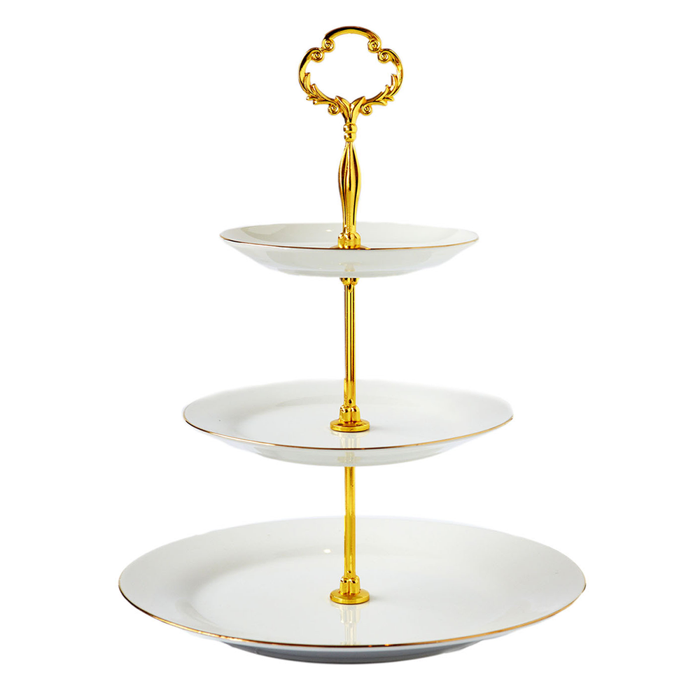 Cristina Re 3-Tier Cake Stand - Ivory and Gold