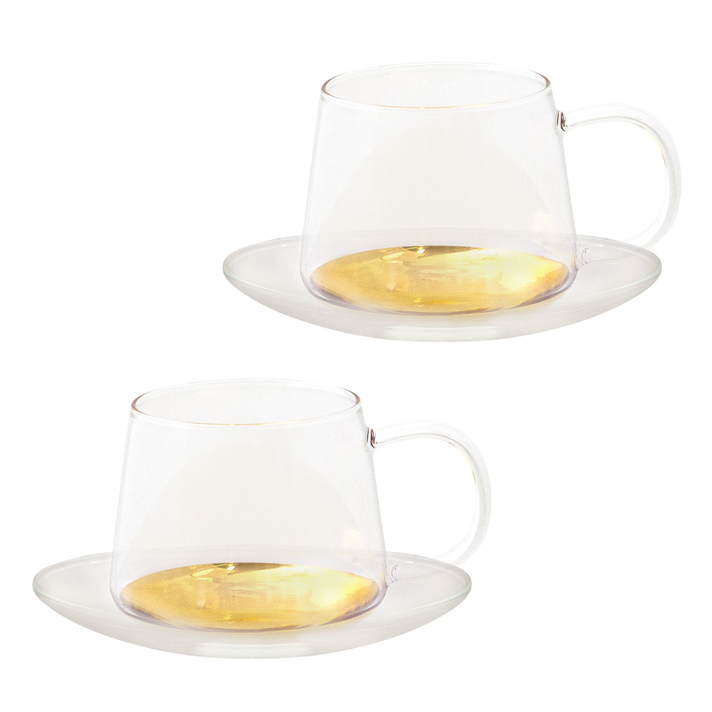 Cristina Re Estelle Glass Teacup & Saucer Set of 2